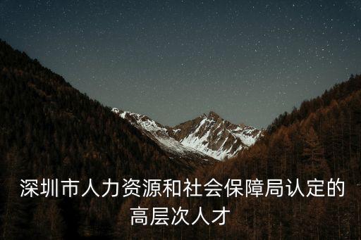  深圳市人力资源和社会保障局认定的高层次人才