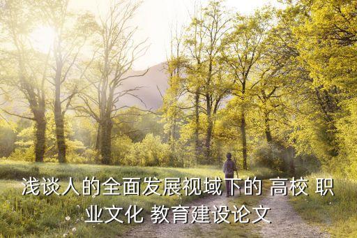 浅谈人的全面发展视域下的 高校 职业文化 教育建设论文