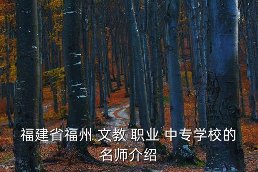 福建省福州 文教 职业 中专学校的名师介绍
