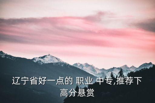 辽宁省好一点的 职业 中专,推荐下高分悬赏