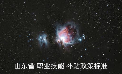 山东省 职业技能 补贴政策标准