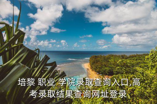  培黎 职业 学院录取查询入口,高考录取结果查询网址登录