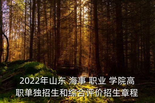 2022年山东 海事 职业 学院高职单独招生和综合评价招生章程