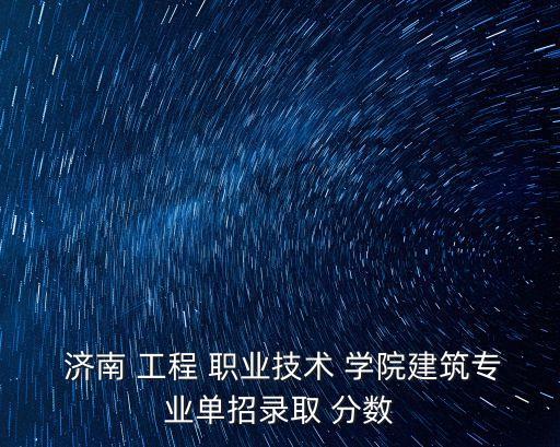  济南 工程 职业技术 学院建筑专业单招录取 分数