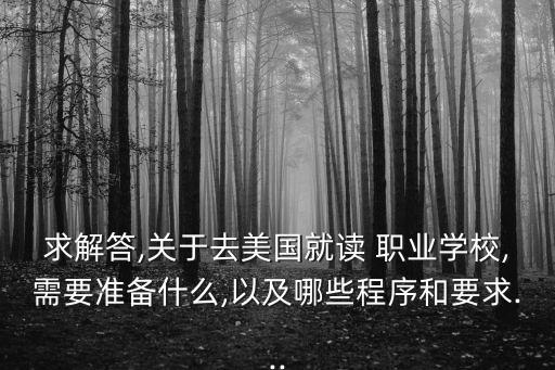 求解答,关于去美国就读 职业学校,需要准备什么,以及哪些程序和要求...