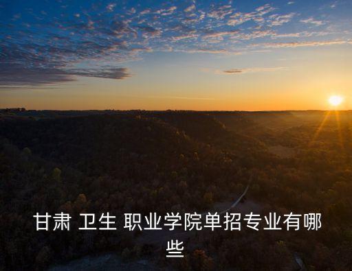  甘肃 卫生 职业学院单招专业有哪些