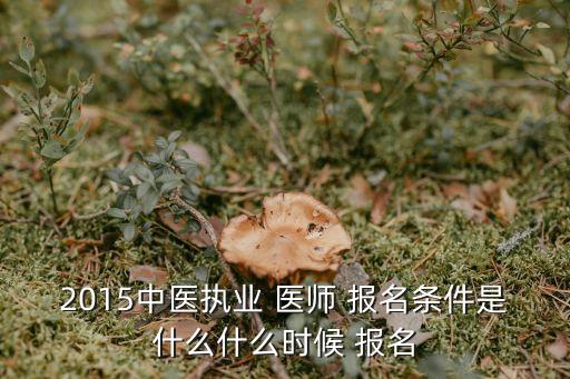 2015中医执业 医师 报名条件是什么什么时候 报名