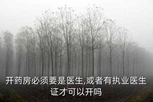 开药房必须要是医生,或者有执业医生证才可以开吗
