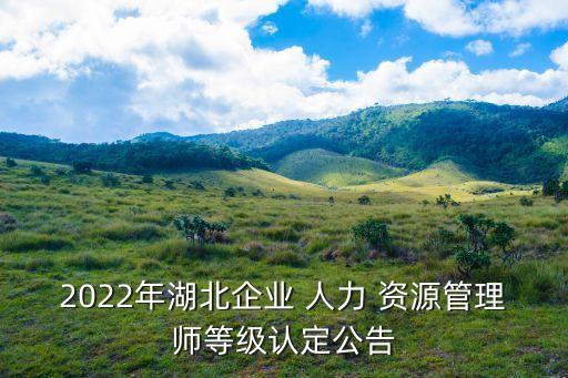 2022年湖北企业 人力 资源管理师等级认定公告