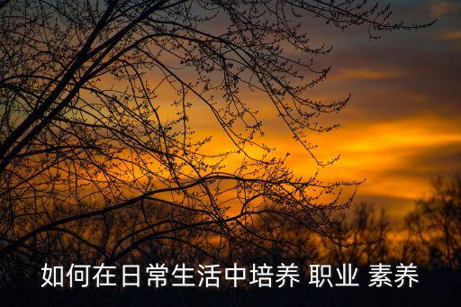 如何在日常生活中培养 职业 素养