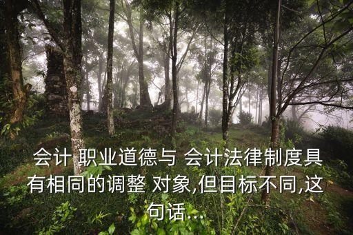  会计 职业道德与 会计法律制度具有相同的调整 对象,但目标不同,这句话...