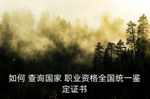 如何 查询国家 职业资格全国统一鉴定证书