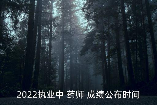 2022执业中 药师 成绩公布时间