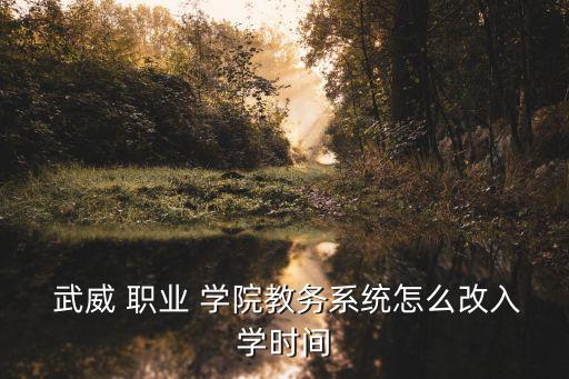  武威 职业 学院教务系统怎么改入学时间