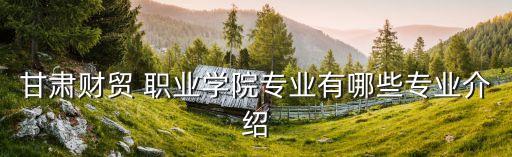 甘肃财贸 职业学院专业有哪些专业介绍