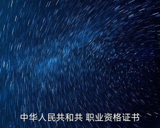 中华人民共和共 职业资格证书