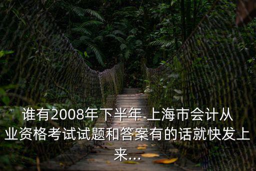 谁有2008年下半年 上海市会计从业资格考试试题和答案有的话就快发上来...