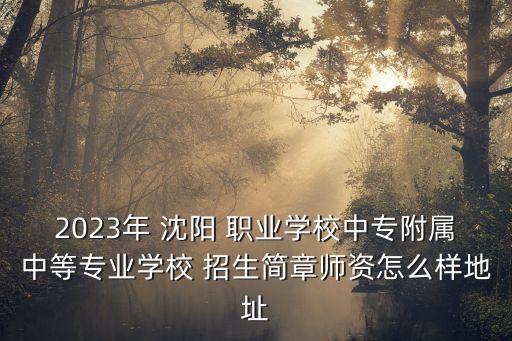 2023年 沈阳 职业学校中专附属中等专业学校 招生简章师资怎么样地址