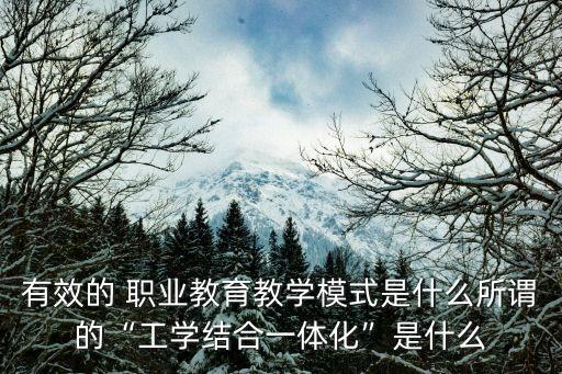 有效的 职业教育教学模式是什么所谓的“工学结合一体化”是什么