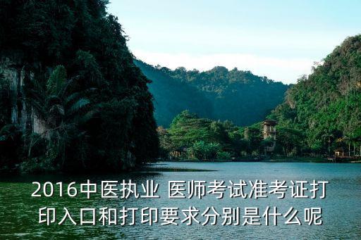 2016中医执业 医师考试准考证打印入口和打印要求分别是什么呢