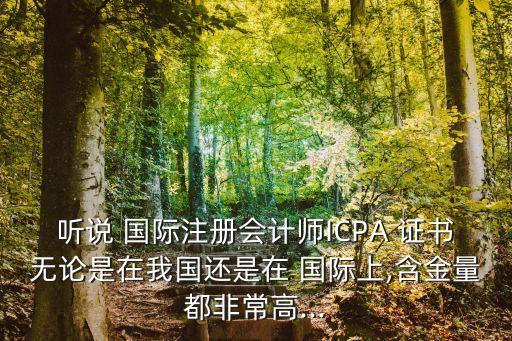 听说 国际注册会计师ICPA 证书无论是在我国还是在 国际上,含金量都非常高...