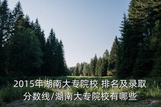 2015年湖南大专院校 排名及录取分数线/湖南大专院校有哪些