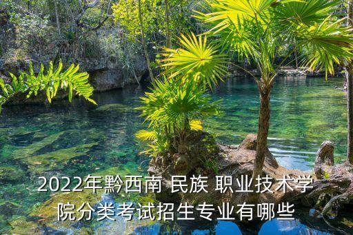 2022年黔西南 民族 职业技术学院分类考试招生专业有哪些