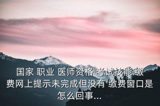 国家 职业 医师资格 考试技能 缴费网上提示未完成但没有 缴费窗口是怎么回事...