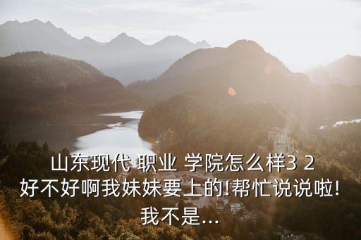  山东现代 职业 学院怎么样3 2好不好啊我妹妹要上的!帮忙说说啦!我不是...