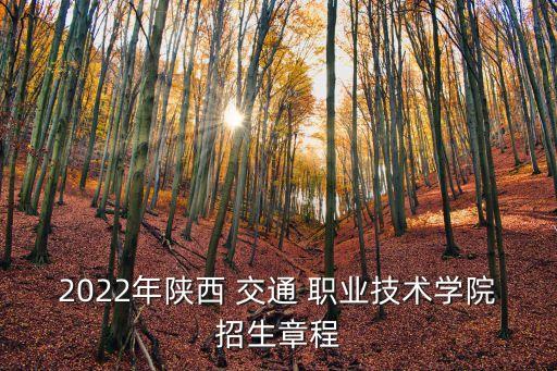 2022年陕西 交通 职业技术学院招生章程